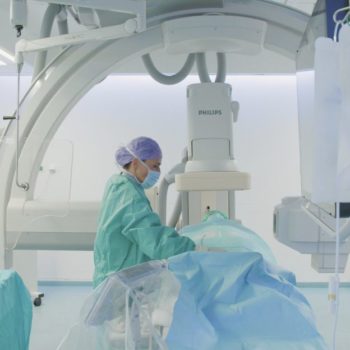 interventional neuroradiologist in the angiosuite