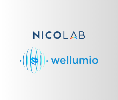 logo Nicolab and logo wllumio in a gradiant grey background